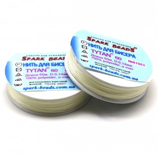 Нитки для бисера TYTAN 60 - бежевый 60м Spark Beads, 61053